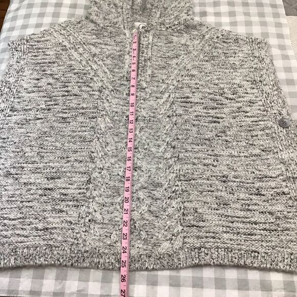 POINT Zero knit shrug poncho hoodie cardigan oversized grey white Large - Picture 10 of 14
